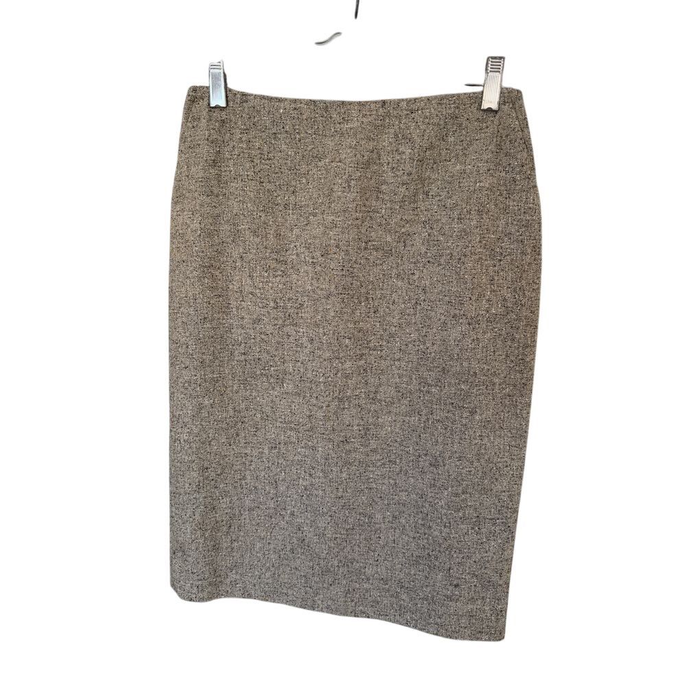 Ann Taylor Wool Silk Tweed Pencil Pocket Skirt beige lined size 2P - Picture 1 of 7